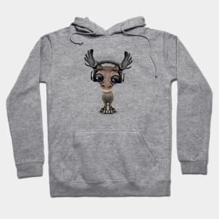 Cute Musical Moose Dj Wearing Headphones Hoodie